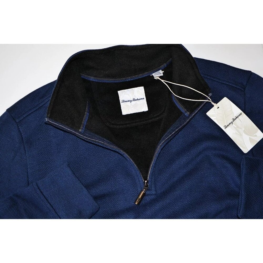Tommy Bahama Mens Size XL New Castle Half-Zip Pullover Sweater Ocean Deep Blue - Picture 2 of 4